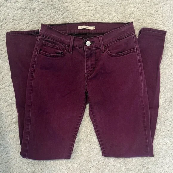 Levi’s Burgundy Super Skinny Jeans – Size 27 - Picture 1 of 4